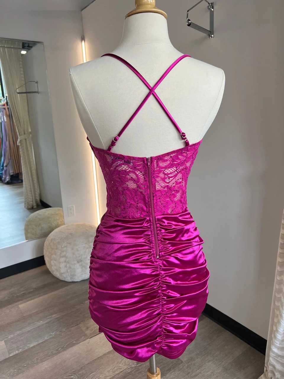 Pia Mini Dress - Fuchsia - Image 10