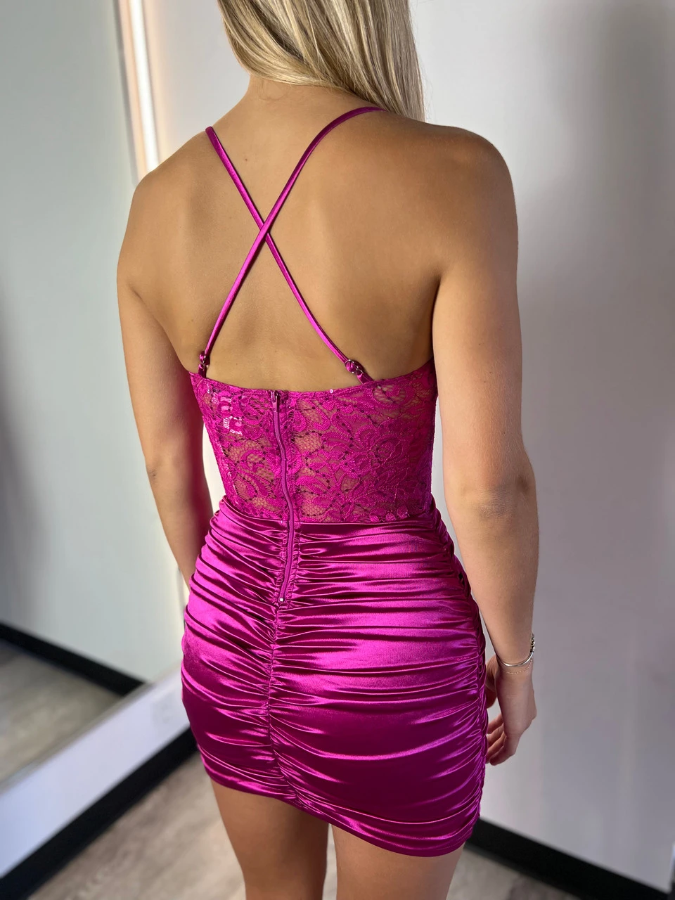 Pia Mini Dress - Fuchsia - Image 5