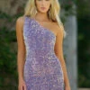 Aria One Shoulder Mini Dress - Lilac