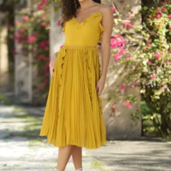 Maia Midi Dress- Mustard - FINAL SALE
