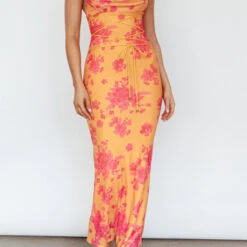 Moana Maxi Dress - Orange Floral