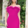 Sochi Mini Dress - Hot Pink Feather