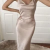 Aspen Midi Dress - Champagne Satin