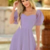 Chloe Puff Sleeve Mini Dress - Lilac