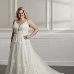 Christina Wu 29320 Plunging V-Neck Plus Size Wedding Dress