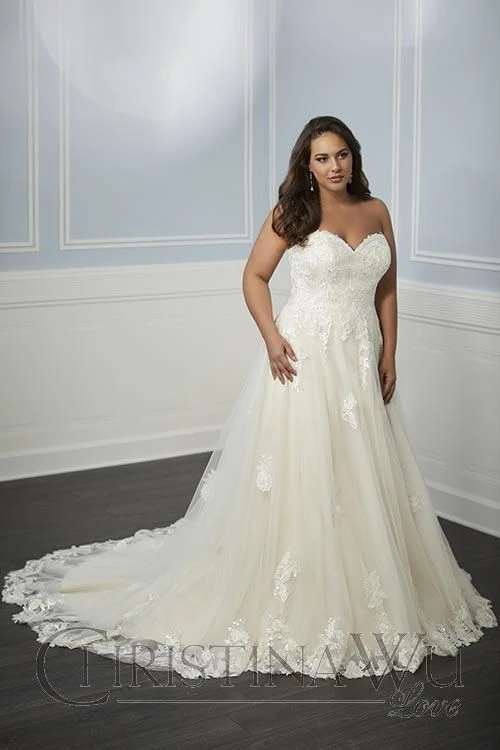 Christina Wu 29337 Strapless Sweetheart Neck Plus Size Wedding Dress