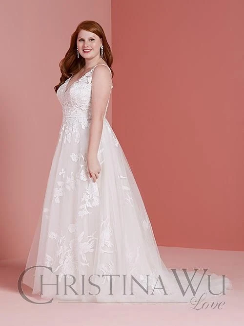 Christina Wu 29366 Beaded Waist Plus Size Bridal Dress