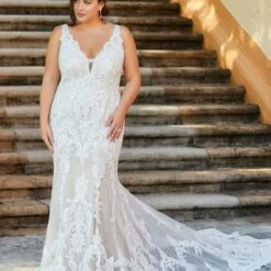 Christina Wu 29381 Plunging Neckline Plus Size Wedding Dress
