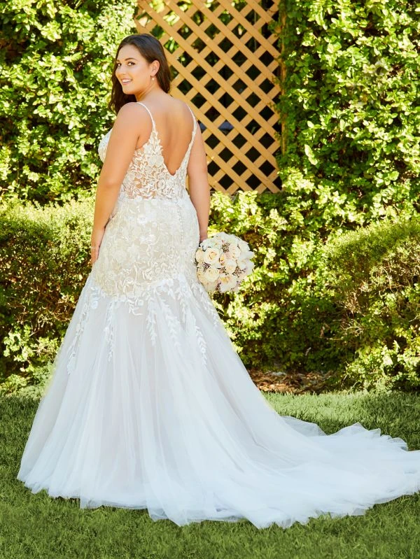 Christina Wu 29382 Sheer Bodice Floral Plus Size Wedding Dress - Image 2
