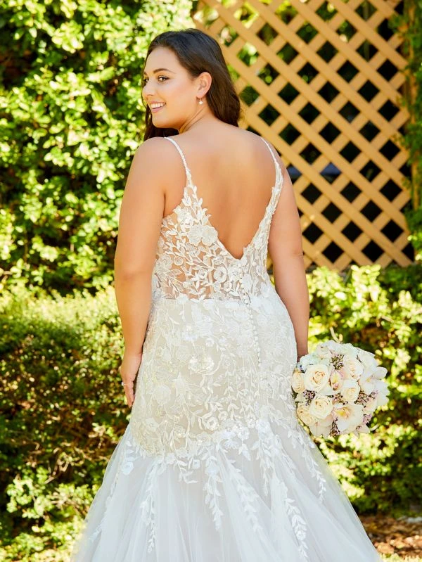 Christina Wu 29382 Sheer Bodice Floral Plus Size Wedding Dress - Image 4