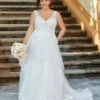 Christina Wu 29383 Tiered Skirt V-Neck Plus Size Wedding Dress