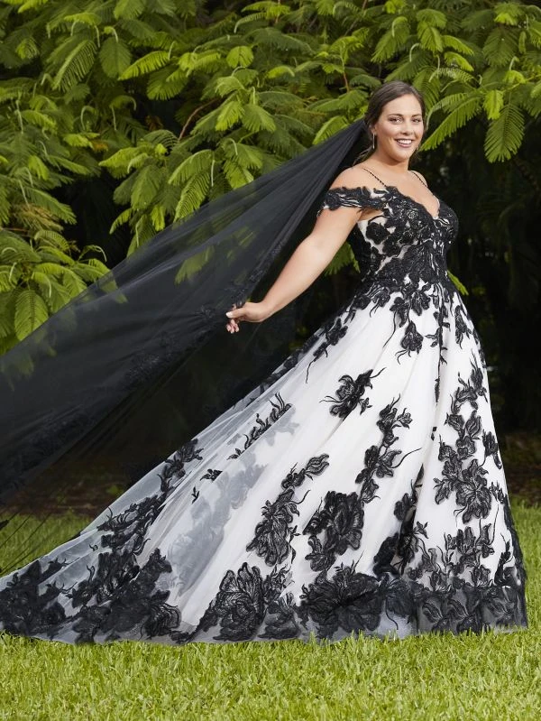 Christina Wu 29395 Cold Shoulder Floral Plus Size Wedding Dress - Image 3