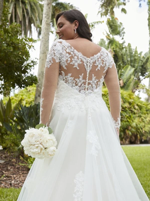 Christina Wu 29396 Sheer Sleeve Illusion Back Plus Size Wedding Dress - Image 4