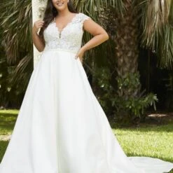 Christina Wu 29397 Lace Bodice Button Back Plus Size Wedding Dress