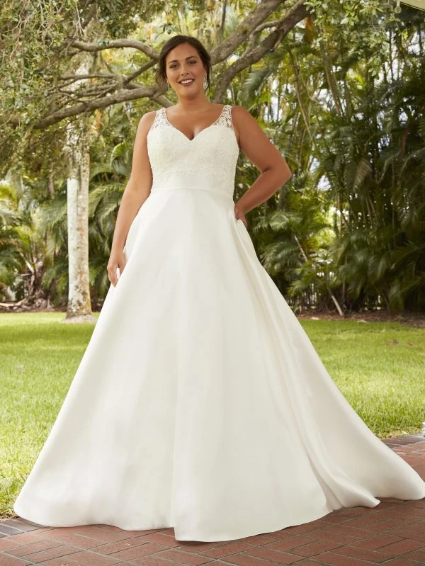 Christina Wu 29401 Sheer Back V-Neck Plus Size Bridal Dress