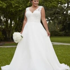 Christina Wu 29407 Button Back V-Neck Plus Size Wedding Dress