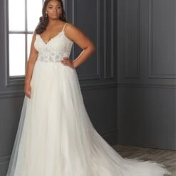 Christina Wu 29410 Sheer Bodice Low Back Plus Size Wedding Dress