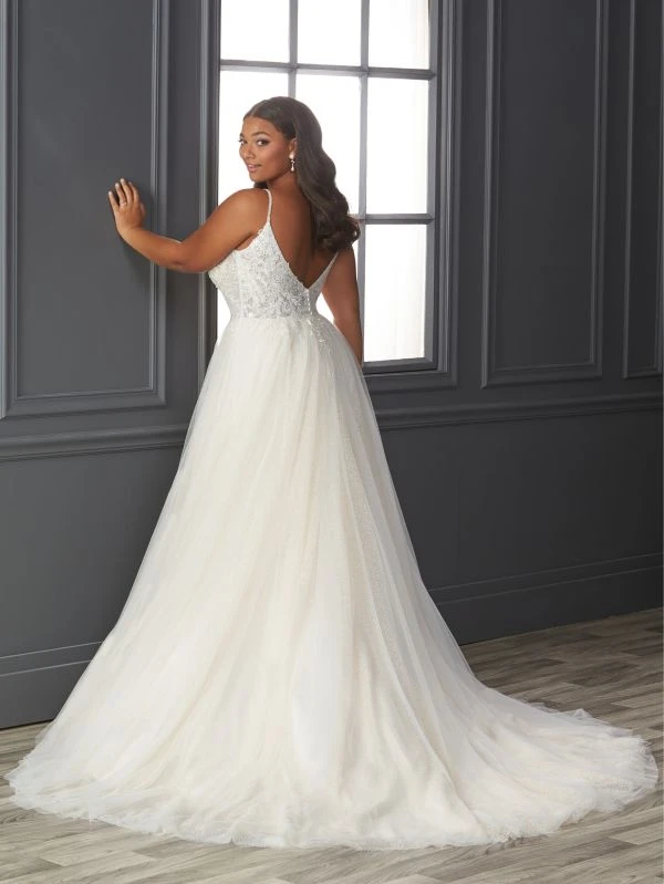 Christina Wu 29410 Sheer Bodice Low Back Plus Size Wedding Dress - Image 3