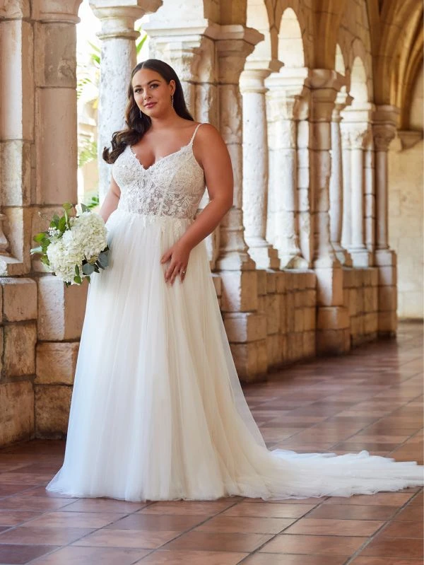 Christina Wu 29410 Sheer Bodice Low Back Plus Size Wedding Dress - Image 4