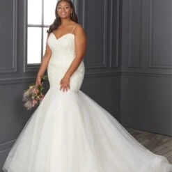 Christina Wu 29412 Illusion Back Trumpet-Style Plus Size Wedding Dress
