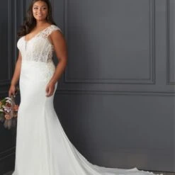 Christina Wu 29417 Beaded Bodice Cap Sleeve Plus Size Bridal Dress