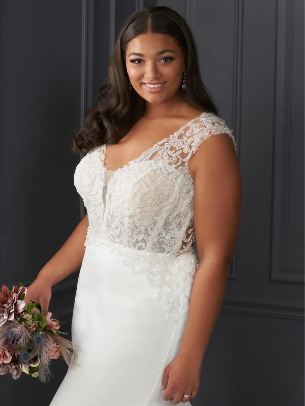 Christina Wu 29417 Beaded Bodice Cap Sleeve Plus Size Bridal Dress - Image 2