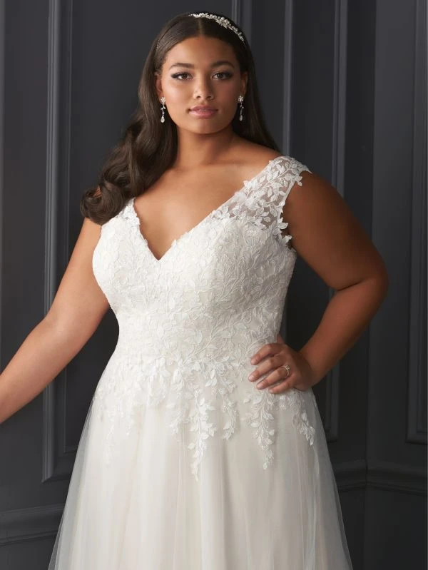 Christina Wu 29418 Detachable Sleeves V-Neck Plus Size Bridal Dress - Image 2