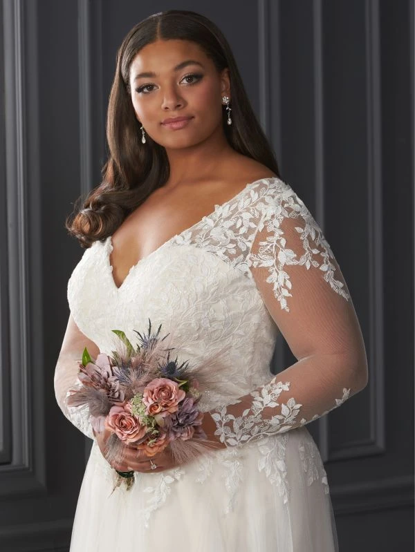 Christina Wu 29418 Detachable Sleeves V-Neck Plus Size Bridal Dress - Image 5