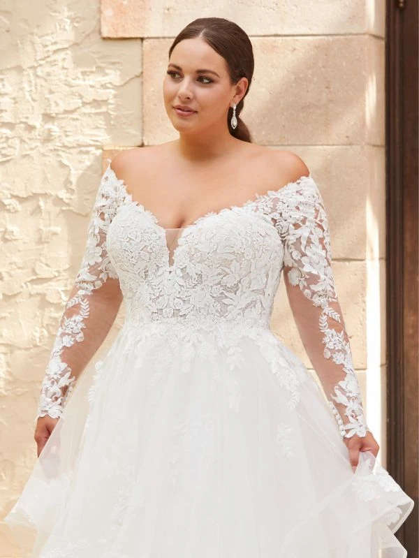 Christina Wu 29425 Flounce Skirt Long Sleeve Plus Size Wedding Dress - Image 2