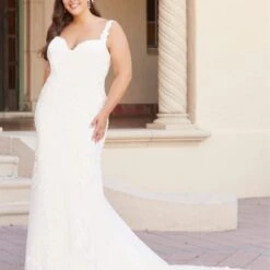 Christina Wu 29426 Scalloped Train Sweetheart Plus Size Wedding Dress