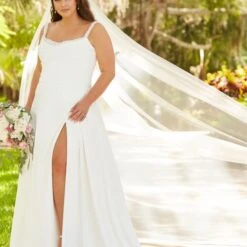 Christina Wu 29427 High Slit Beaded Neckline Plus Size Wedding Dress