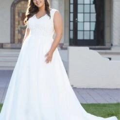 Christina Wu 29433 Button Back Lace Bodice Plus Size Bridal Dress