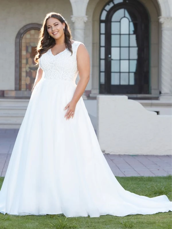 Christina Wu 29433 Button Back Lace Bodice Plus Size Bridal Dress