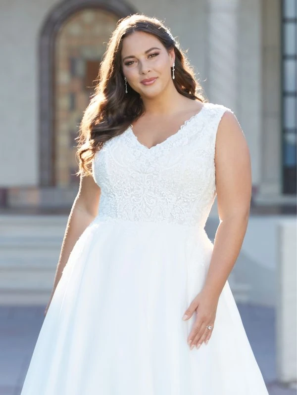 Christina Wu 29433 Button Back Lace Bodice Plus Size Bridal Dress - Image 2