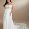 Christina Wu 29441 Illusion Train Lace Bodice Plus Size Wedding Dress
