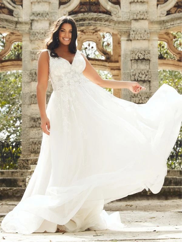Christina Wu 29447 Ruched Bodice V-Neck Plus Size Bridal Dress