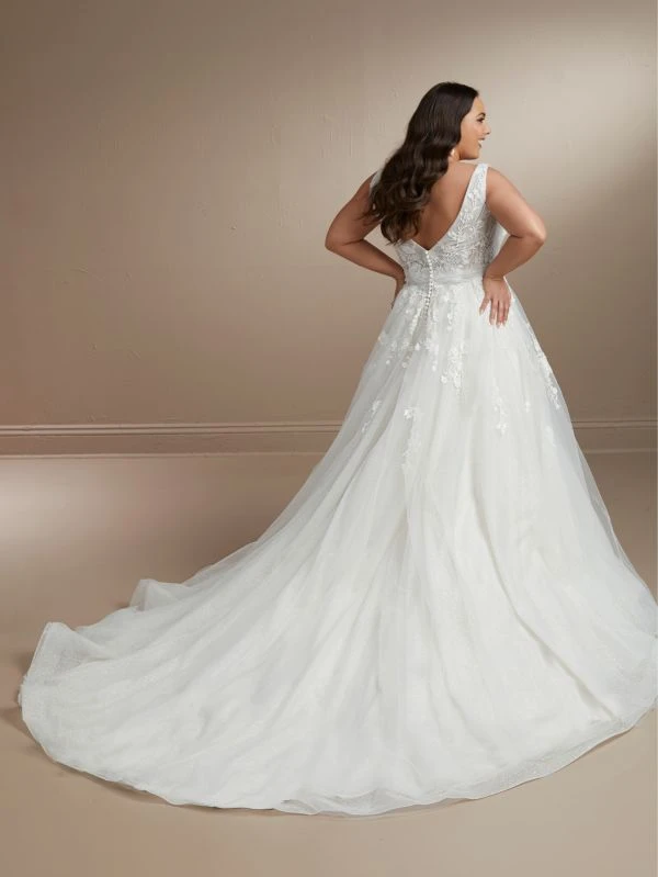 Christina Wu 29447 Ruched Bodice V-Neck Plus Size Bridal Dress - Image 3