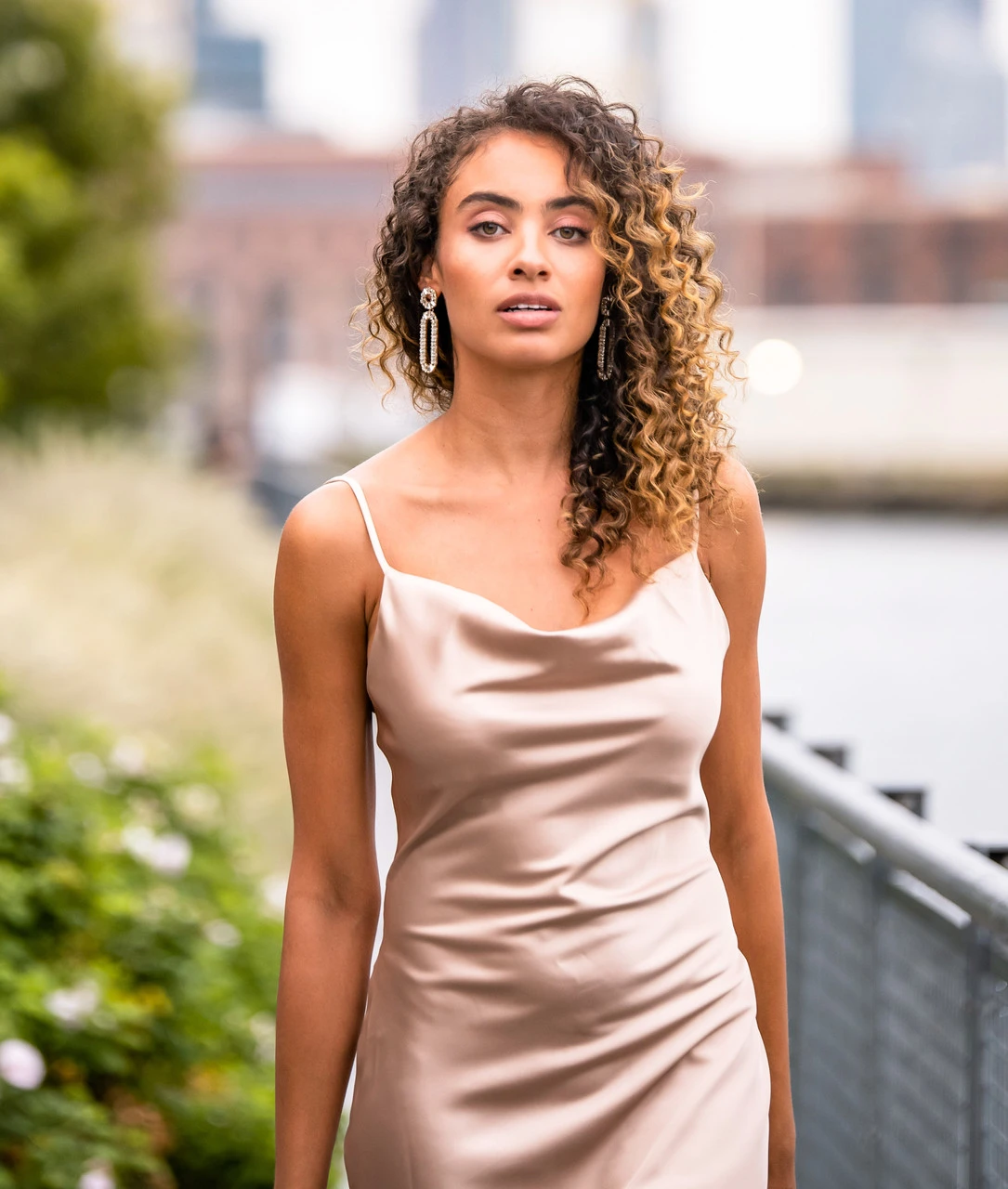 Aspen Midi Dress - Champagne Satin - Image 7