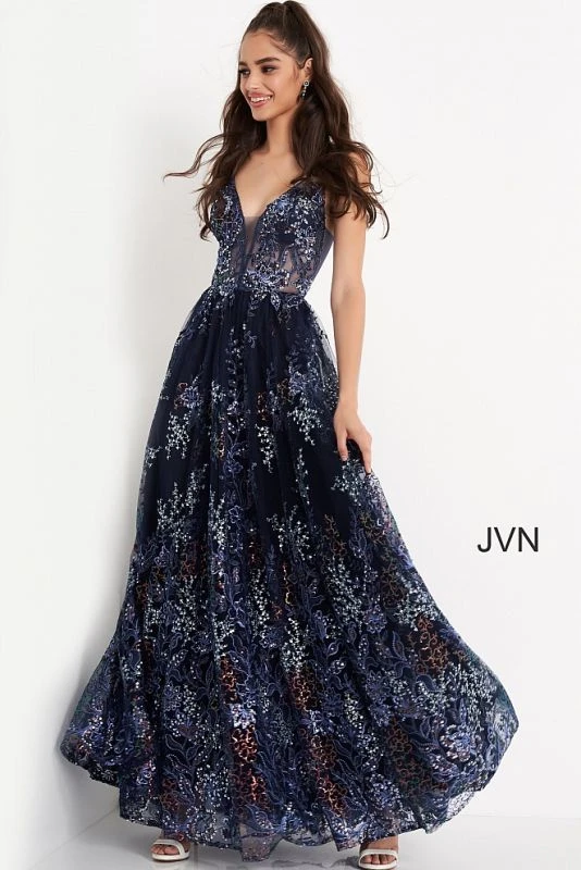 Jovani JVN06457 Sheer Bodice Floral Dress - Image 2