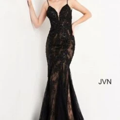 Jovani JVN06475 Open Back Embroidered Dress