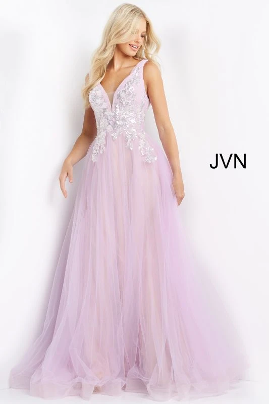 Jovani JVN07638 Sequin Bodice Plunging Neck Dress
