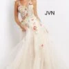 Jovani JVN08082 Floral Appliques Glitter Dress