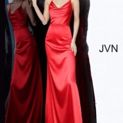Jovani JVN4390 Cowl Neckline With Slit Dress