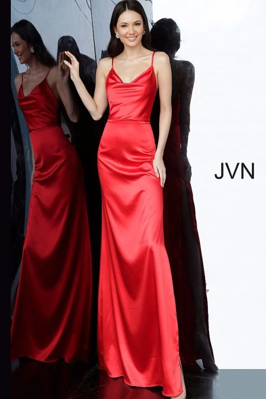 Jovani JVN4390 Cowl Neckline With Slit Dress