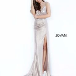 Jovani JVN67798 Ruched Bodice Metallic Dress