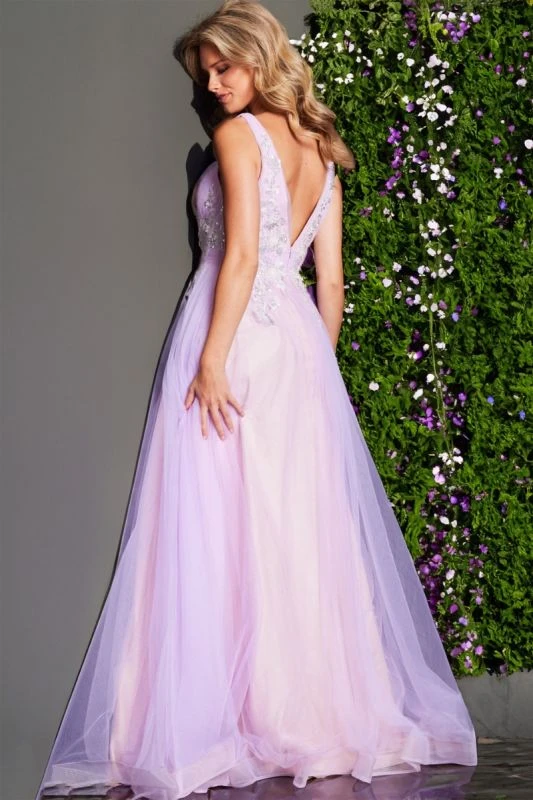 Jovani JVN07638 Sequin Bodice Plunging Neck Dress - Image 5