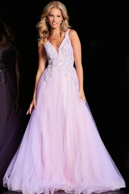 Jovani JVN07638 Sequin Bodice Plunging Neck Dress - Image 4