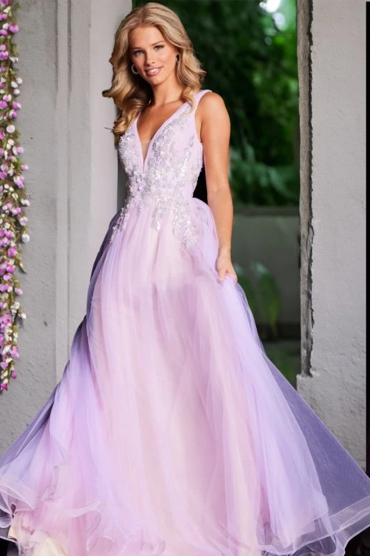 Jovani JVN07638 Sequin Bodice Plunging Neck Dress - Image 6