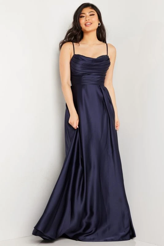 Jovani JVN24333 Pleated Bodice Beaded Neckline Dress