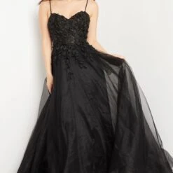 Jovani JVN25825 Strappy Back Embroidered Bodice Dress